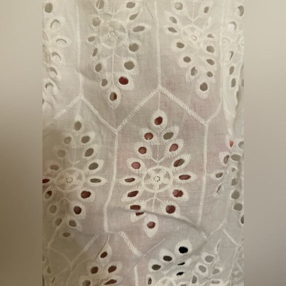 Women's Sexy Long Sleeve Lace Ruffle Mini Dress Hollow Out Summer Dress White - Picture 8 of 8